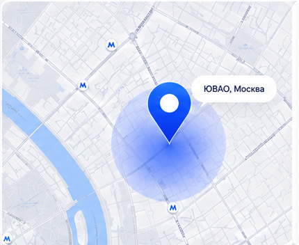 Карта с отметкой в ЮВАО, Москва